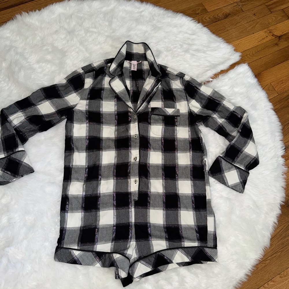 Victoria's Secret Black and White Check Pajama Set